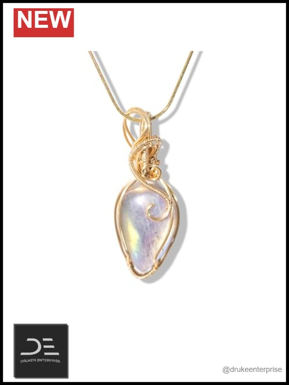 Handmade Copper Wrapped Labradorite Pendant Necklace - Dainty Healing Crystal
